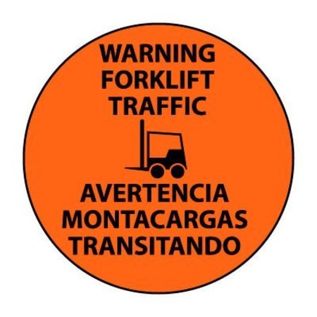 NATIONAL MARKER CO Walk On Floor Sign - Warning Forklift Traffic - Bilingual WFS34